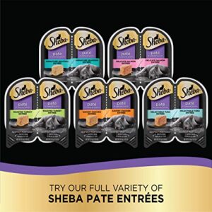 SHEBA PERFECT PORTIONS Cuts in Gravy Adult Wet Cat Food Trays (24 Count, 48 Servings), Delicate Salmon and Tender Whitefish & Tuna Entrée, Easy Peel Twin-Pack Trays