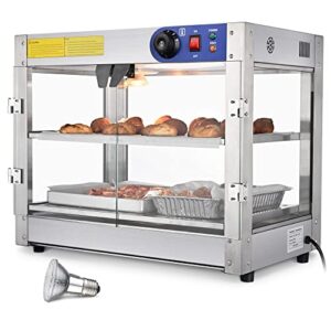 wechef commercial food warmer 2-tier 110v countertop food pizza warmer 750w 24x15x20 pastry display case