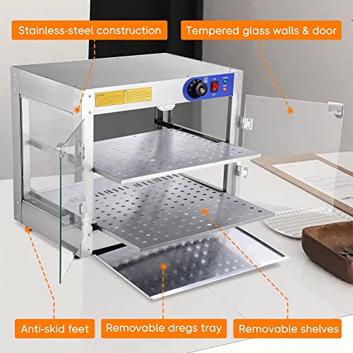 WeChef Commercial Food Warmer 2-Tier 110V Countertop Food Pizza Warmer 750W 24x15x20 Pastry Display Case