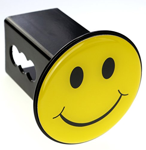 Yellow Smiley Happy Face Metal Hitch Cover Fits 2" Receivers