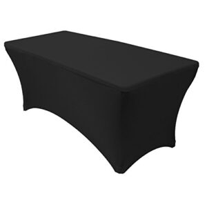 YOUR CHAIR COVERS - 6 ft Rectangular Fitted Spandex Tablecloths, Stretch Elastic Table Cover for Patio, Party, Birthday, Vendor, DJ, Massage Table - Black