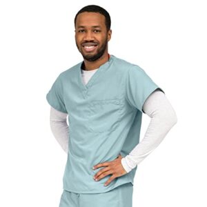 medline performax one-pocket reversible scrub top, ang-cc, small, misty green