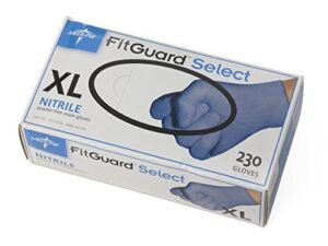 medline fg2604h fitguard select nitrile exam gloves, x-large, violet blue (box of 230)