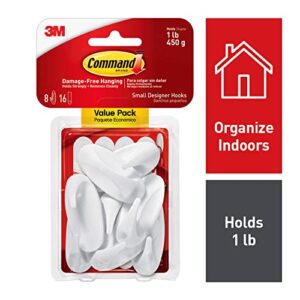 Command 17082-8ES Designer Hooks, Small, White, 8 Piece