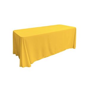 la linen polyester poplin washable rectangular tablecloth, stain and wrinkle resistant table cover 90x132, fabric table cloth for dinning, kitchen, party, holiday 90 by 132-inch, yellow dark