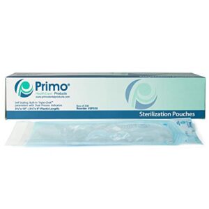 primo dental products sp350 self seal sterilization pouches - autoclave sterilizer bags for dental tools- sterilization bags for nail technicians & tattoo artists- size: 3.5 by 10 inches- pack of 200