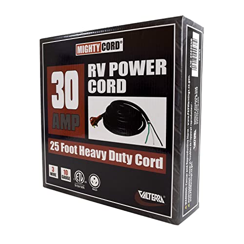 Valterra Mighty Cord A10-3025END RV Power Cord 25', One End for Hard Wiring