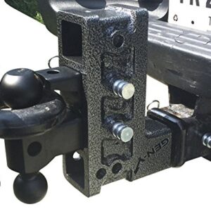 GEN-Y GH-424 MEGA-Duty Adjustable 5" Offset Drop Hitch with GH-031 Versa-Ball, GH-032 Pintle Lock for 2" Receiver - 10,000 LB Towing Capacity - 1,500 LB Tongue Weight