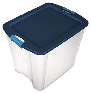sterilite® 104 qt./26 gal. latching storage bin with clear base - true blue