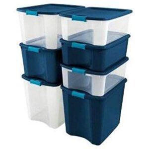 Sterilite® 104 Qt./26 Gal. Latching Storage Bin with Clear Base - True Blue