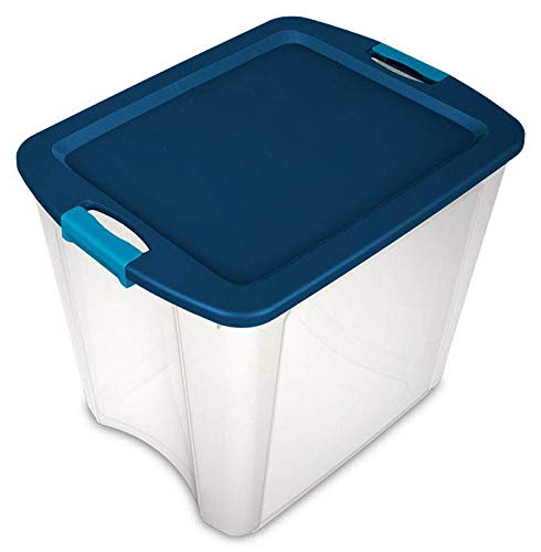 Sterilite® 104 Qt./26 Gal. Latching Storage Bin with Clear Base - True Blue