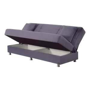 BEYAN Ramsey Collection Armless Modern Convertible Sofa Bed with Storage Space, Includes 2 Pillows, Gray