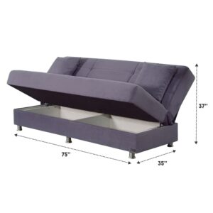 BEYAN Ramsey Collection Armless Modern Convertible Sofa Bed with Storage Space, Includes 2 Pillows, Gray