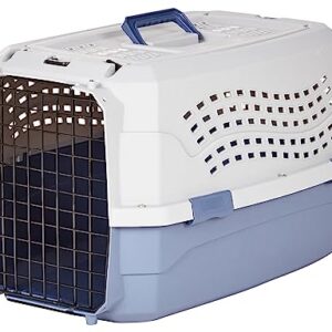 Amazon Basics 2-Door Top Load Hard Sided Dog and Cat Kennel Travel Carrier, 23-Inch, Gray & Blue