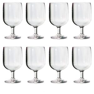 US Acrylic Stackable 8 ounce Plastic Wine Stems in Clear | Set of 8 Reusable, BPA-free, Made in the USA, Top-rack Dishwasher Safe