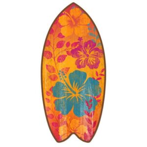 highland graphics tropical hibiscus mini surfboard weathered beach home d飯r accent 11 inches orange