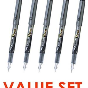 Pilot V Pen (Varsity) Disposable Fountain Pens, Black Ink, Medium Point Value Set of 5（With Our Shop Original Product Description）