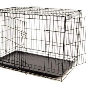 EDMBG Dog Crate 36x23x26 Large 2 Door Pet Kennel Cage Folding Portable Travel Metal