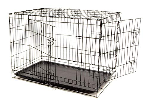 EDMBG Dog Crate 36x23x26 Large 2 Door Pet Kennel Cage Folding Portable Travel Metal