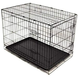 EDMBG Dog Crate 36x23x26 Large 2 Door Pet Kennel Cage Folding Portable Travel Metal