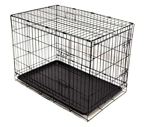 EDMBG Dog Crate 36x23x26 Large 2 Door Pet Kennel Cage Folding Portable Travel Metal