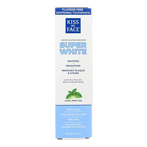 Kiss My Face Toothpaste Whitening Cool Mint 4.5 Ounce (Flouride-Free) (133ml) (6 Pack)