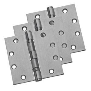 Dynasty Hardware Commercial Grade Ball Bearing Door Hinge 4-1/2 x 4-1/2 Full Mortise Stainless Steel, Non-Removable Pin - 3- PACK