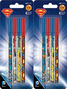 superman stick ballpoint pens - writing or school supplies, set of 8