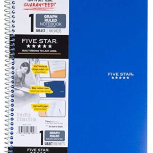 Five Star 06190 11" X 8-1/2" Graph Ruled 1 Subject Notebook Assorted Colors (Pack of 2)