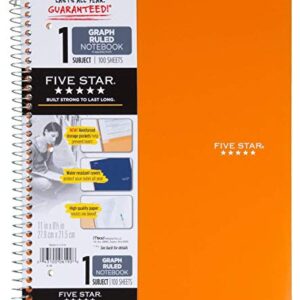 Five Star 06190 11" X 8-1/2" Graph Ruled 1 Subject Notebook Assorted Colors (Pack of 2)