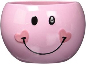 pink smiley happy face candy dish/planter with heart
