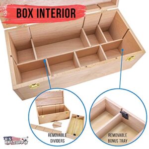 US Art Supply Artist Wood Pastel, Pen, Marker Storage Box with Drawer(s) (Large Tool Box)