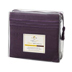 clara clark premier 1800 series, queen size 4 pc. sheet set, purple, vend_cc_sht-queen-18-purpl