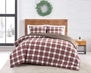 eddie bauer - queen comforter set, reversible alt down bedding with matching shams, home decor for colder months (navigation red, queen)