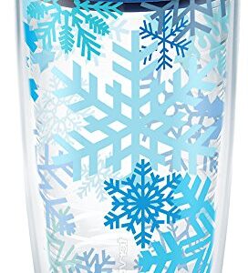 Tervis Snowflakes Tumbler with Wrap and Blue Lid 16oz, Clear