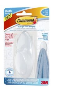 command towel hook, clear , 1-hook, 5-pound capacity, 4-pack