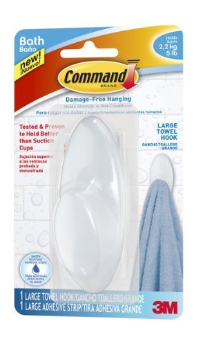 Command Towel Hook, Clear , 1-Hook, 5-Pound Capacity, 4-PACK