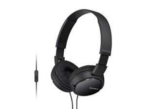 sony zx series wired on-ear headphones with mic, black mdr-zx110ap