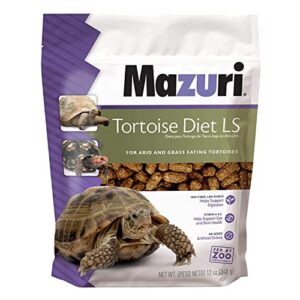 mazuri | tortoise ls diet for african spurred/sulcata, desert, egyptian, galapagos, gopher, greek, leopard, pancake, radiated or yellow-footed tortoise, | 12 ounce (12 oz) bag