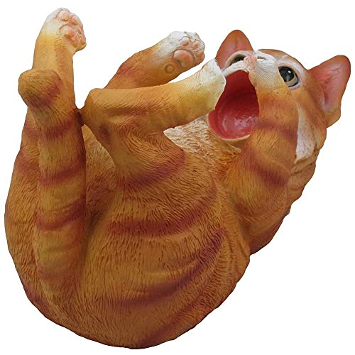 Decorative Tabby Kitty Cat Wine Bottle Holder Sculpture for Whimsical Tabletop Wine Racks and Stands or Animal Statues & Kitten Figurines As Birthday Gifts for Cat Lovers by Home-n-Gifts