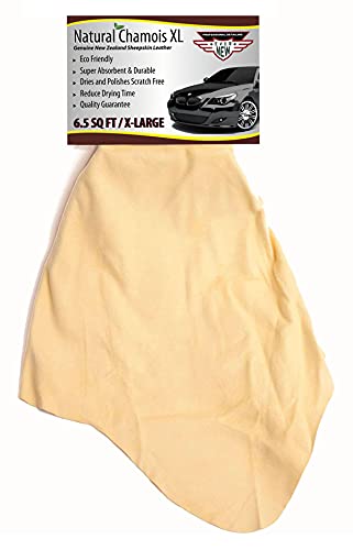 Natural Chamois XL Mega Size (6.5 sq ft.) by Ever New Automotive® Premium New Zealand Sheepskin for Car Boats and RV! Amazing Renewable Resource! …