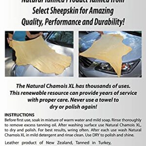 Natural Chamois XL Mega Size (6.5 sq ft.) by Ever New Automotive® Premium New Zealand Sheepskin for Car Boats and RV! Amazing Renewable Resource! …