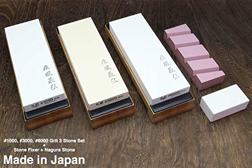 Yoshihiro Professional Grade Toishi Japanese Whetstone Knife Sharpener Water Stones (SET)