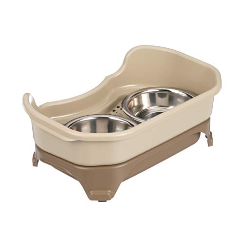 Neater Feeder Express for Cats - Mess Proof Pet Feeder with Stainless Steel Food & Water Bowls - Drip Proof, Non-Tip, and Non-Slip - Cappuccino