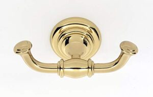 alno creations charlie's collection double robe hook -a6784-pb- polished brass