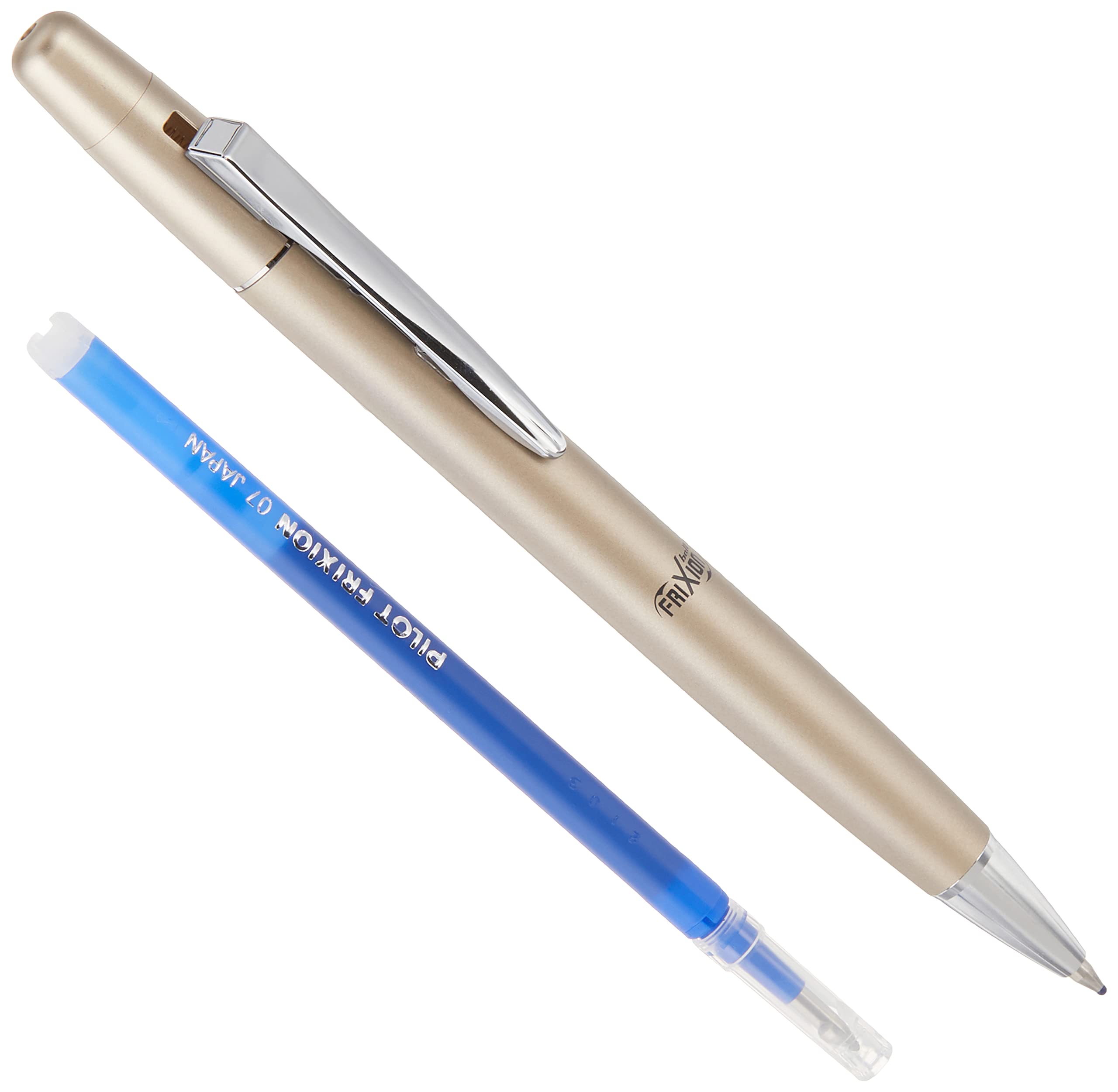 PILOT FriXion Ball LX Erasable, Refillable & Retractable Gel Ink Pen, Fine Point, Gold Barrel, Blue Ink, Single Pen (34452)