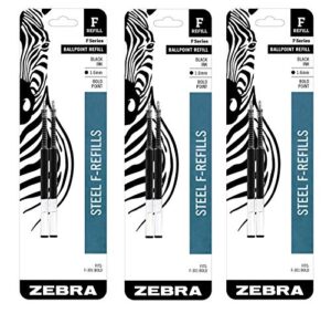 zebra f301, f301 ultra, f402, 301a, spiral ballpoint pen refills, 1.6mm, bold point, black ink, pack of 6