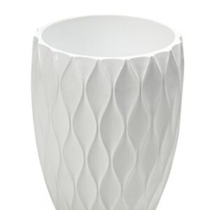 Roselli Trading Company Wave Collection Wastebasket, White