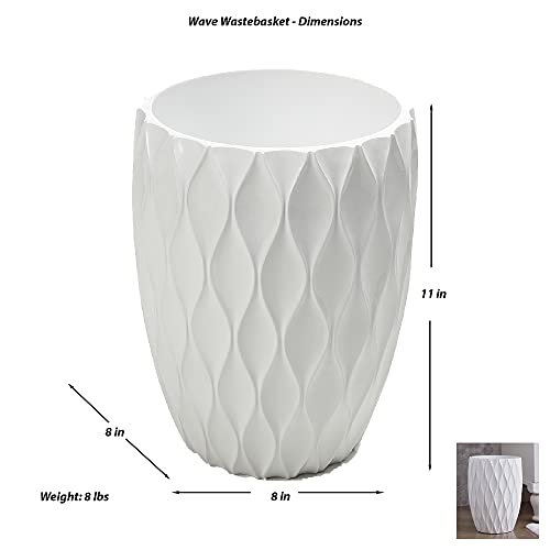 Roselli Trading Company Wave Collection Wastebasket, White
