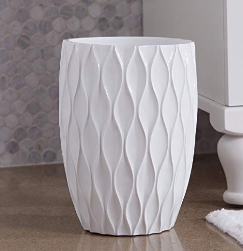 Roselli Trading Company Wave Collection Wastebasket, White